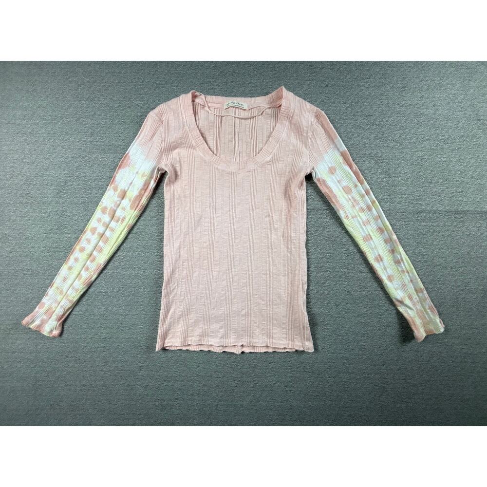 We the Free Sz L Tye Dye Big Sur Pink/Peach Long Sleeve Top Shirt Hippie Boho
